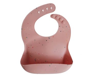 Babero de silicona Powder Pink Confetti de Mushie